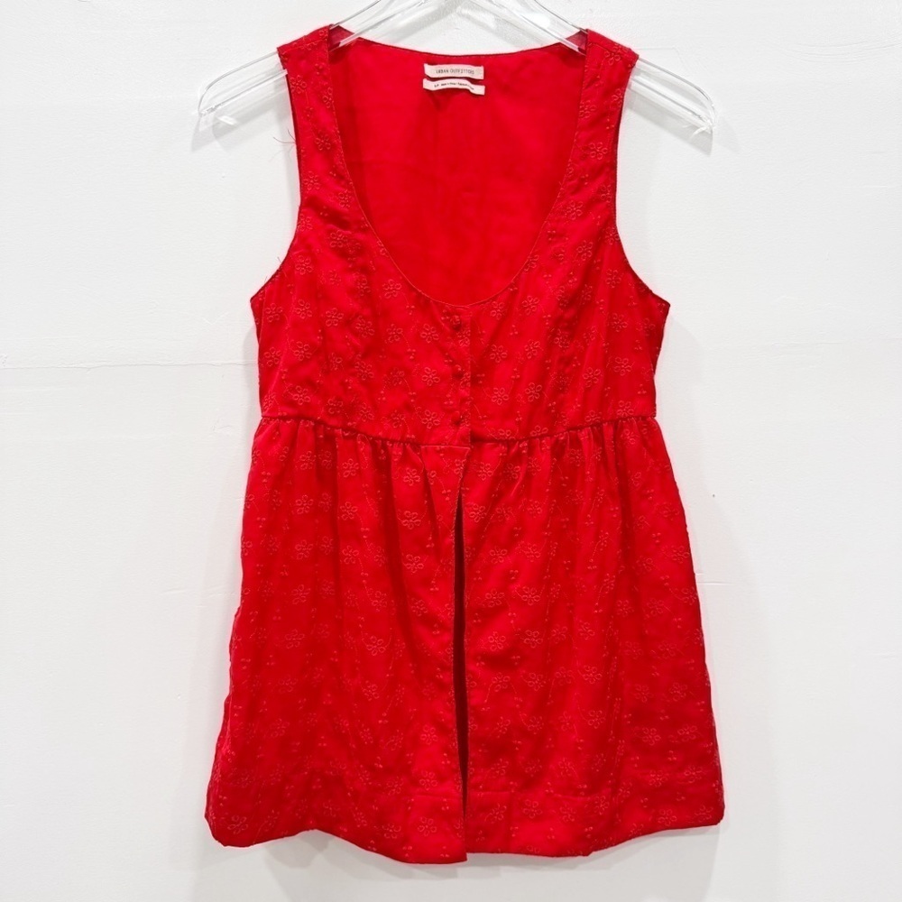 Urban Outfitters Embroidered Eyelet Babydoll Button Front Tank Top Small